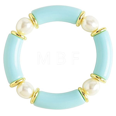 Fashionable Women's Chunky Curved Acrylic Tube Beads Stretch Bracelets AP8792-5-1