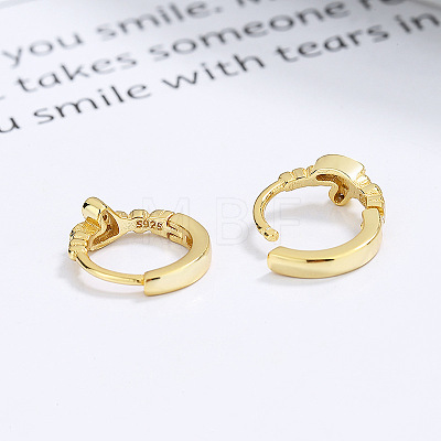 Heart 925 Sterling Silver Micro Pave Clear Cubic Zirconia Hoop Earrings FS-WGEC1D1-01-1