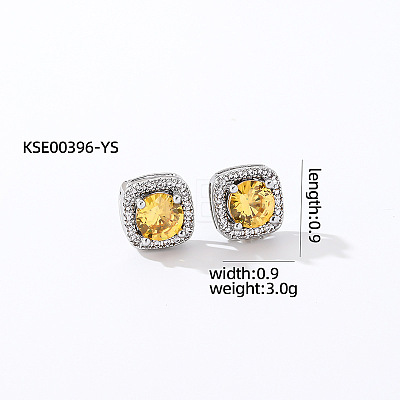Elegant Zircon Square Stud Earrings for Women TY1635-2-1