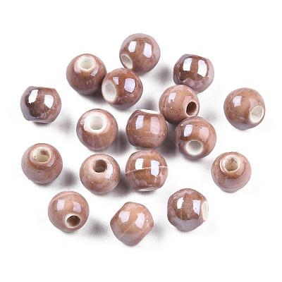 Pearlized Handmade Porcelain Round Beads PORC-S489-6mm-13-1