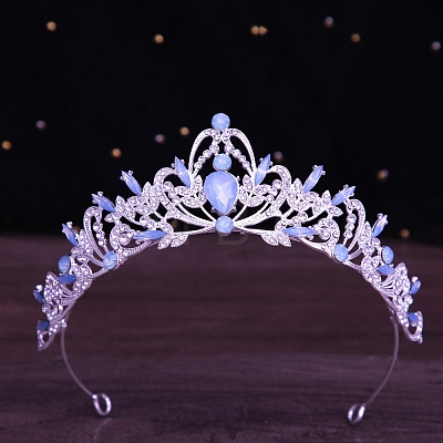 Alloy Rhinestone Crown Hair Bands for Woman Girls PW-WGB2F57-18-1