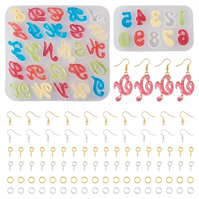 2Pcs 2 Style Letter & Number Silicone Pendant Molds DIY-TA0005-69-1