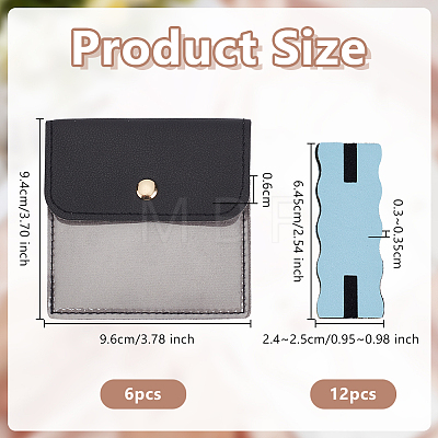 6Pcs Square PU Leather Jewelry Storage Bags with Iron Button ABAG-OC0001-18C-1