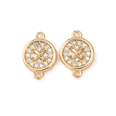 Brass Micro Pave Clear Cubic Zirconia Links KK-T082-08G-1