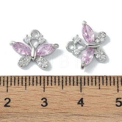 Brass Micro Pave Clear Cubic Zirconia Charms KK-H482-09P-03-1