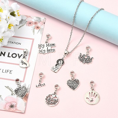 80Pcs 8 Style Alloy European Dangle Charms PALLOY-CJ00192-1
