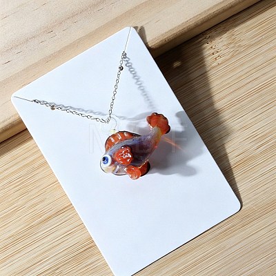 Ocean Handmade Lampwork Fish Pendant 201 Stainless Steel Cable Chain Necklaces WG72CE8-03-1