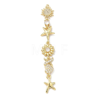 Brass Micro Pave Clear Cubic Zirconia Big Pendants KK-B176-02G-02-1