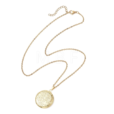Brass Locket Pendant Necklaces NJEW-JN05906-1