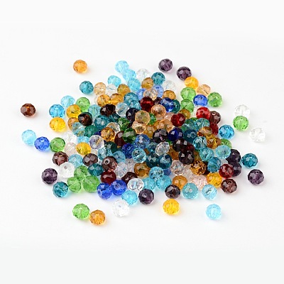 Faceted Rondelle Transparent Glass Beads GLAA-R152-6mm-M1-1