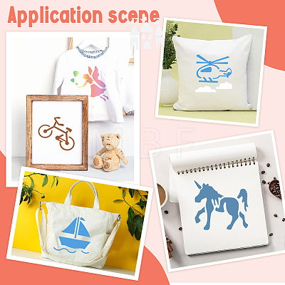 CRASPIRE 4 Sets 4 Style PP Plastic Hollow Out Drawing Painting Stencils Templates DIY-CP0010-52B-1