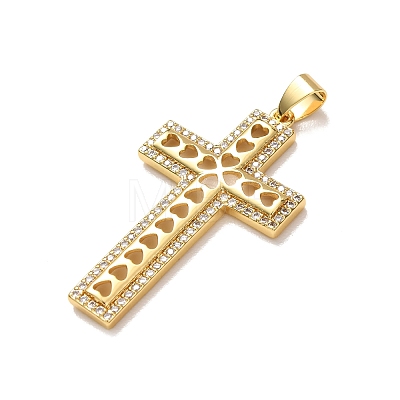 Brass Micro Pave Clear Cubic Zirconia Pendants KK-P352-02E-G-1