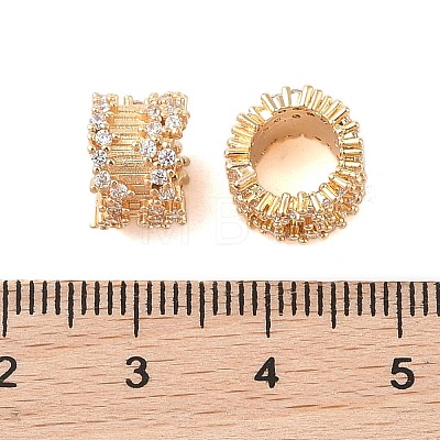 Brass Micro Pave Clear Cubic Zirconia Beads KK-B100-020G-1