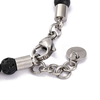 Natural Lava Rock & Synthetic Magnetic Hematite Anchor Beaded Bracelet BJEW-P339-01P-06-1