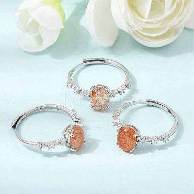 Brass Micro Pave Cubic Zirconia Finger Rings CU-CBA260E-15P-1