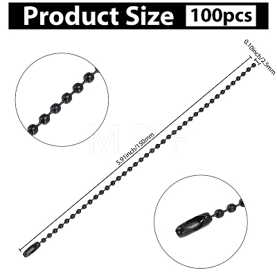 100Pcs Iron Ball Chains with Connectors IFIN-SP0001-67EB-1
