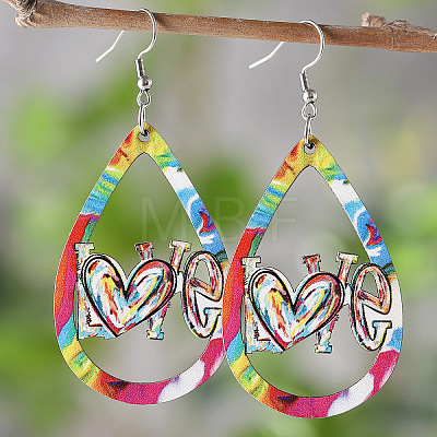 Valentine's Day Wood Dangle Earrings FS-WG2DDA3-05-1