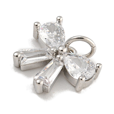 Rack Plating Brass Micro Pave Clear Cubic Zirconia Charms KK-U030-11P-1