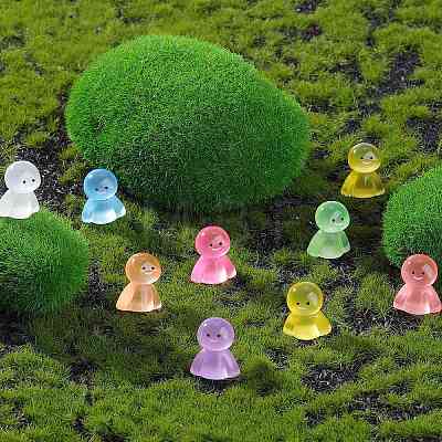 80Pcs 8 Colors Luminous Resin Doll Ornaments RESI-SZ0003-49-1