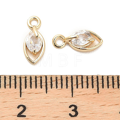Brass Micro Pave Clear Cubic Zirconia Charms KK-C054-10G-1