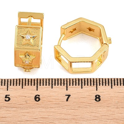 Brass Micro Pave Clear Cubic Zirconia Hoop Earrings for Women EJEW-T058-01C-G-1