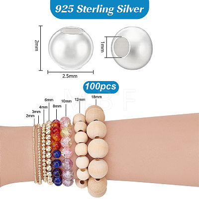 100Pcs 925 Sterling Silver Beads STER-PH0005-19-1