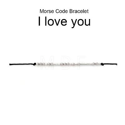 Unisex Adjustable Morse Code Bracelets BJEW-JB04988-04-1