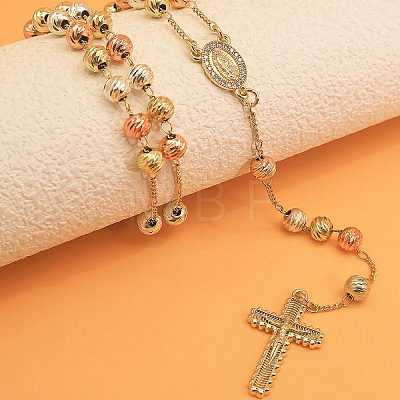 Vintage 304 Stainless Steel Round Rosary Bead Necklaces VJ4936-1-1