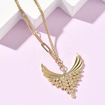 304 Stainless Steel Micro Pave Clear Cubic Zirconia Pendant Necklaces for Women NJEW-Z103-01G-07-1