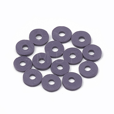 Flat Round Handmade Polymer Clay Bead Spacers CLAY-R067-3.0mm-04-1