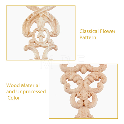 4Pcs 2 Style Natural Wood Carved Onlay Applique Craft FIND-FH0007-34-1