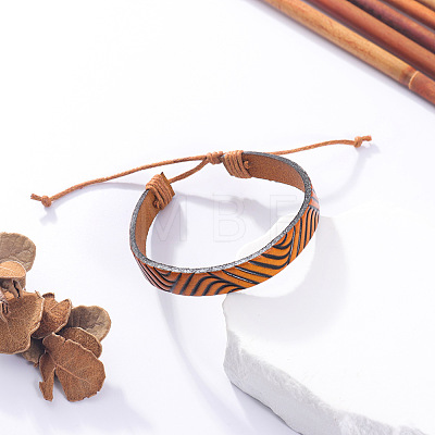 Tribal Print Imitation Leather Cord Braided Bracelets WG61E64-01-1