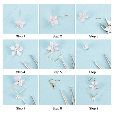 DIY Flower Dangle Earring Making Kit DIY-SC0020-07-1