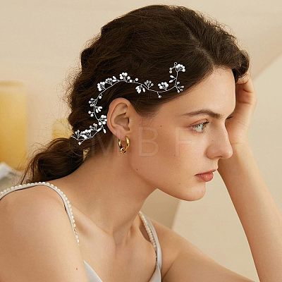 2Pcs 2 Style Bridal Pearl Rhinestone HairBand OHAR-CA0001-07-1