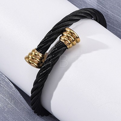 304 Stainless Steel Torque Bangles for Women BJEW-P310-24MC01-1