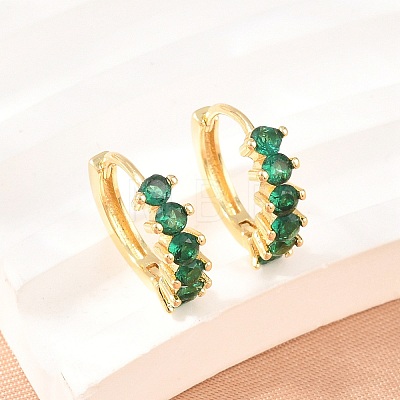 Brass Micro Pave Cubic Zirconia Hoop Earrings EJEW-P346-09G-01-1