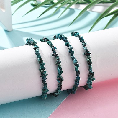 Natural Chrysocolla Chips Bracelets for Women BJEW-H623-01S-09-1