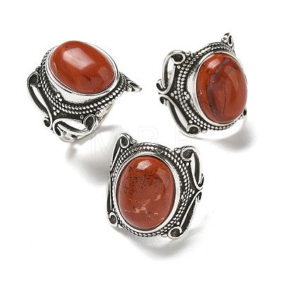 Natural Red Jasper Adjustable Rings RJEW-I108-02AS-06-1