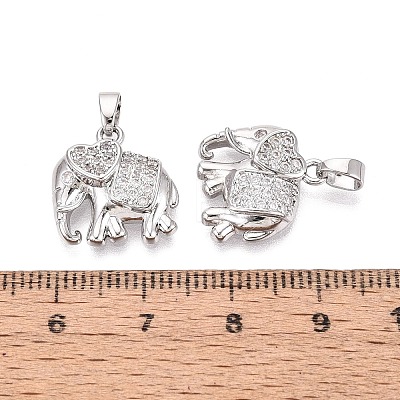 Brass Micro Pave Clear Cubic Zirconia Pendants KK-Q073-04P-1