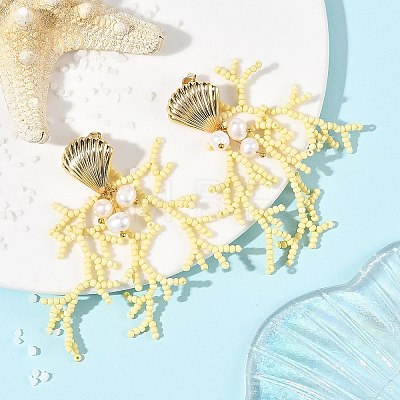 Glass Seed Beaded Stud Earrings for Women EJEW-MZ00781-02-1