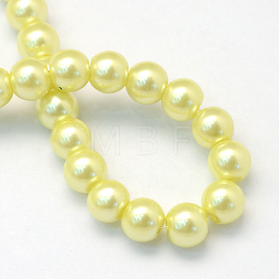 Baking Painted Pearlized Glass Pearl Round Bead Strands X-HY-Q330-8mm-64-1