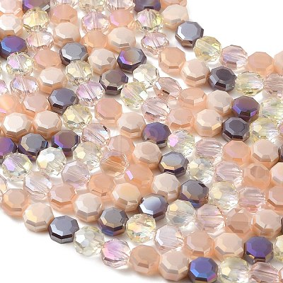 Electroplated Glass Beads Strands EGLA-A048-01A-04-1