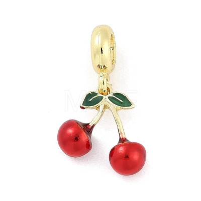 Brass Enamel Fruit European Dangle Charms KK-Z090-08G-04-1