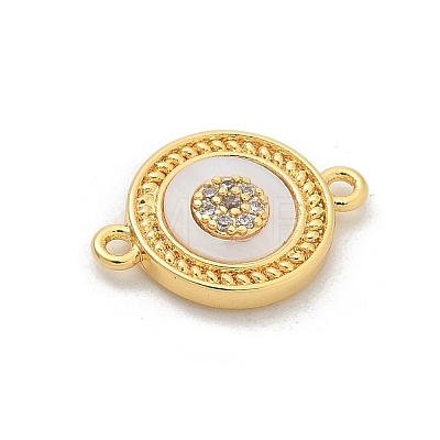 Brass Micro Pave Clear Cubic Zirconia Connector Charms KK-M303-04G-05-1