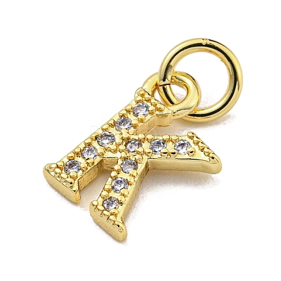 Initial Letter Brass with Cubic Zirconia Charms KK-Q814-26K-G-1