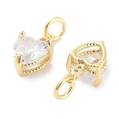 Brass Micro Pave Cubic Zirconia Charms KK-C051-05G-03-1