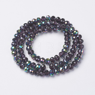 Electroplate Transparent Glass Beads Strands EGLA-A034-T6mm-Q09-1