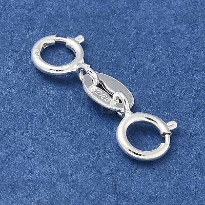 S925 Sterling Silver Double Spring Ring Clasps STER-R003-08S-1