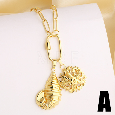 Summer Beach Brass Pendant Necklaces WGEACD0-01-1