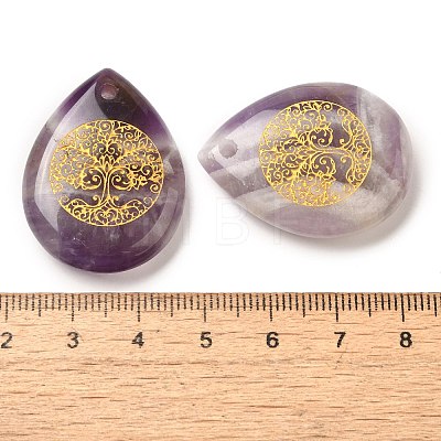 Natural Amethyst Drop Pendants G-C158-01L-1